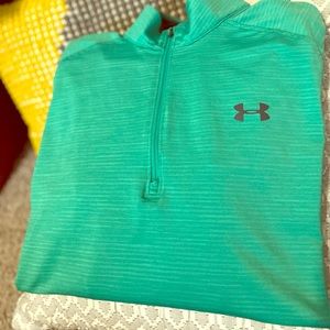 MENS GREEN 1/4 ZIP UNDER ARMOUR GREEN PULLOVER